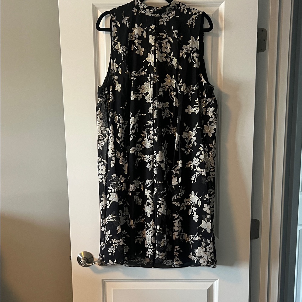 Lane Bryant Black and White Floral Midi Dress